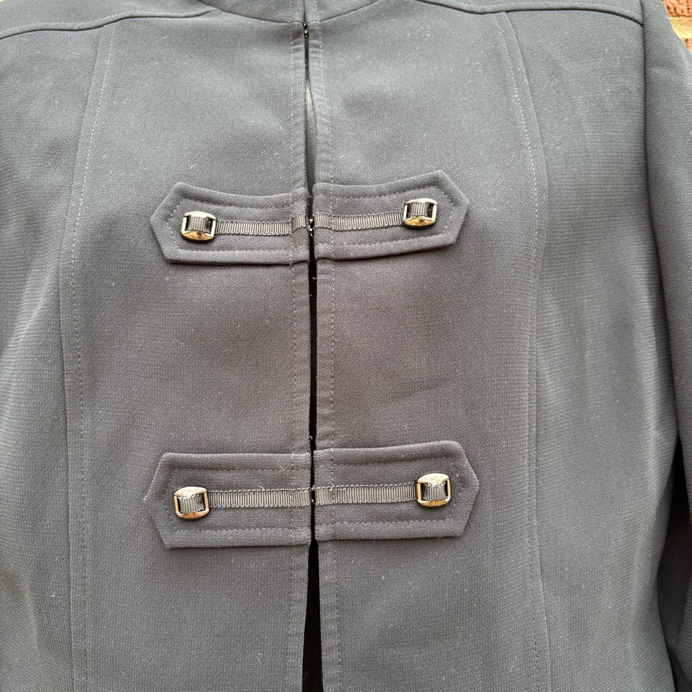 Tahari ASL Black Military Style Jacket Blazer Size 8 - Picture 2 of 7